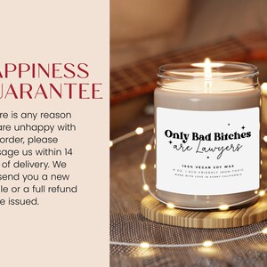 Only Bad Bitches Are Lawyers Candle, Funny Graduation Gift, Law Student Candle, Bar Exam Gift, Attorney Graduation Candle, Future Lawyer 画像 5