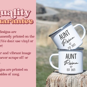 Est 2023 Aunt Uncle Mug, New Auntie Mug, Pregnancy Reveal Mug, Gift For Siblings, Personalized Aunt Mug, Cute Mug for Uncle & Aunt EM-2 zdjęcie 3