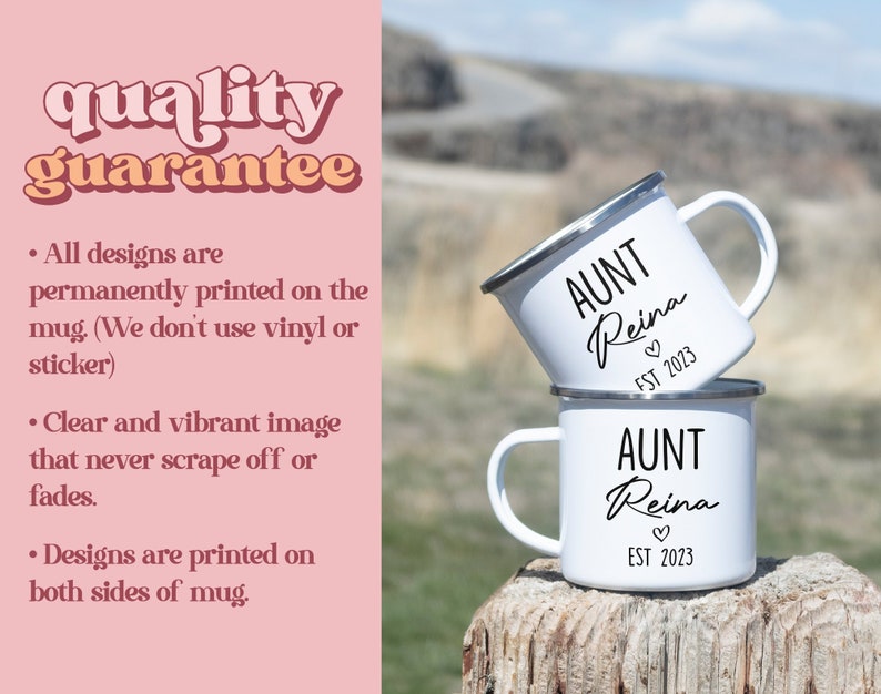 Est 2023 Aunt Uncle Mug, New Auntie Mug, Pregnancy Reveal Mug, Gift For Siblings, Personalized Aunt Mug, Cute Mug for Uncle & Aunt EM-2 zdjęcie 3