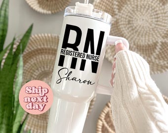 Registered Nurse Personalized 40oz Tumbler, Custom 40oz Tumbler Gift For Nurse Graduation, 40oz Tumbler For Healthcare Workers(TU-374)
