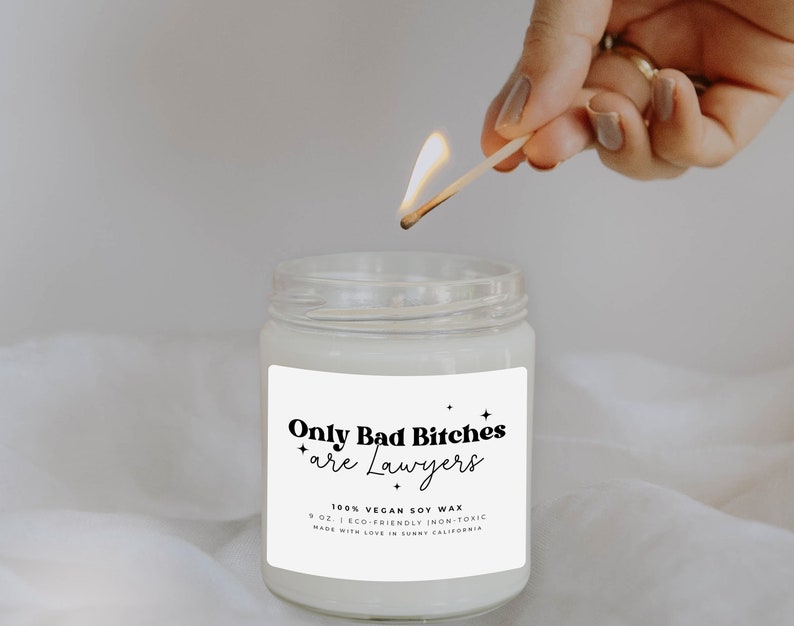 Only Bad Bitches Are Lawyers Candle, Funny Graduation Gift, Law Student Candle, Bar Exam Gift, Attorney Graduation Candle, Future Lawyer image 4