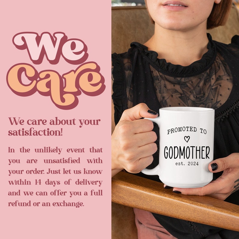 Promoted to Godfather & Godmother Est 2023 Mug Set Personalized Godparent Mug Christening Mug Set Custom Godparent Coffee Mug MU-44 image 5