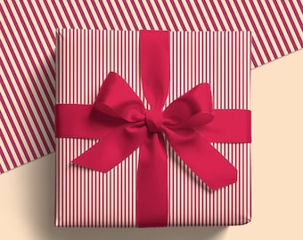 Weihnachtsgeschenkverpackung : Feiertagsstreifen-Geschenkpapier, rote und weiße Geschenkpapierblätter (TW-53)