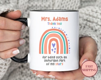 Personalised Teacher Mug • Personalized Teacher Gift • Custom Teacher Mugs • Personalised Coffee Mug • Teacher Rainbow Mugs (MU-61ORANGE)