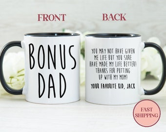 Bonus Dad Coffee Mug •Funny Gifts for Step-Dad •Cute Stepdad Coffee Mugs •Step-Father Gift Idea •Father's Day Mug •(MU-35 Bonus Dad)