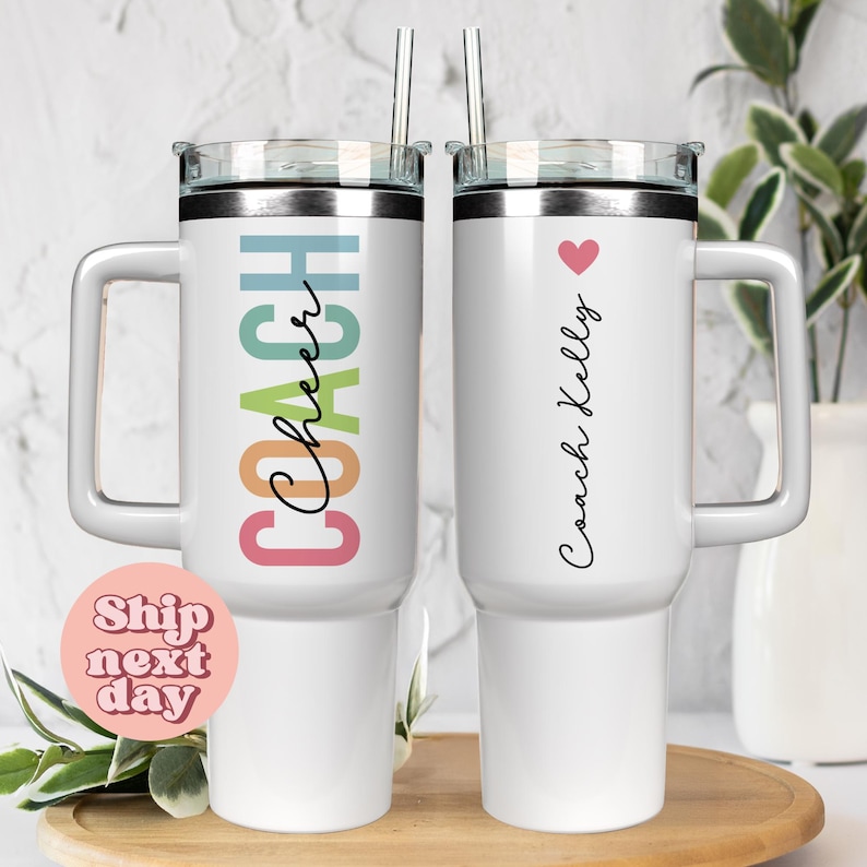 Personalized Cheer Coach Tumbler, Thank You Gift For Coach, Cheerleader Tumbler With Name, Custom Tumbler For Cheer Coach, (TU-47 Cheer) imagem 4