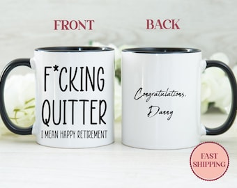 Taza divertida de jubilación "F**king Quitter" • Regalo de jubilación • Taza de feliz jubilación • Idea de regalo para colegas • Taza divertida de jubilación (MU-69QUITTER)