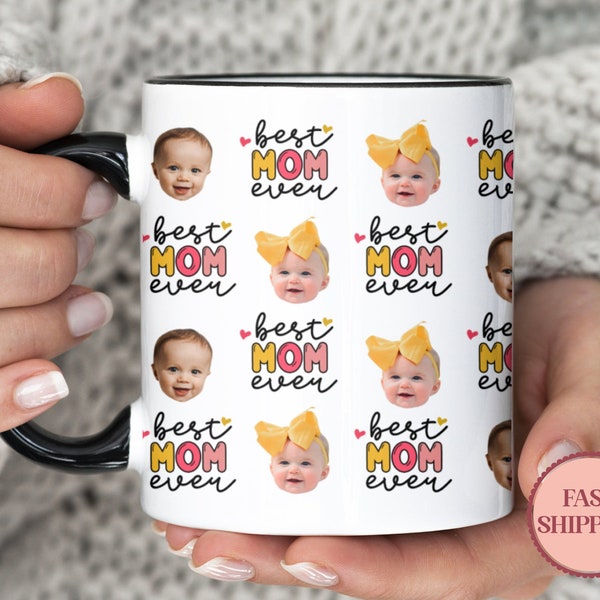 Taza personalizada con foto de la mejor mamá de todos los tiempos • Regalo para mamá • Taza con foto personalizada • Taza con cara de bebé • Regalo para el Día de la Madre • (PMU-8 Bebé)