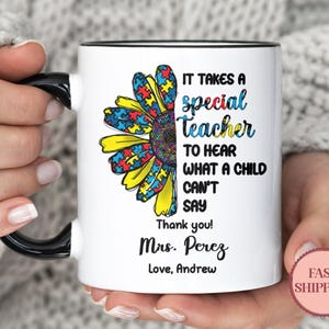 Lerarenmok speciaal onderwijs, op maat gemaakt cadeau voor Sped-leraar, koffiekopje bloemen, mok autismebewustzijn, mok neurodiversiteit, (MU-118 speciaal)