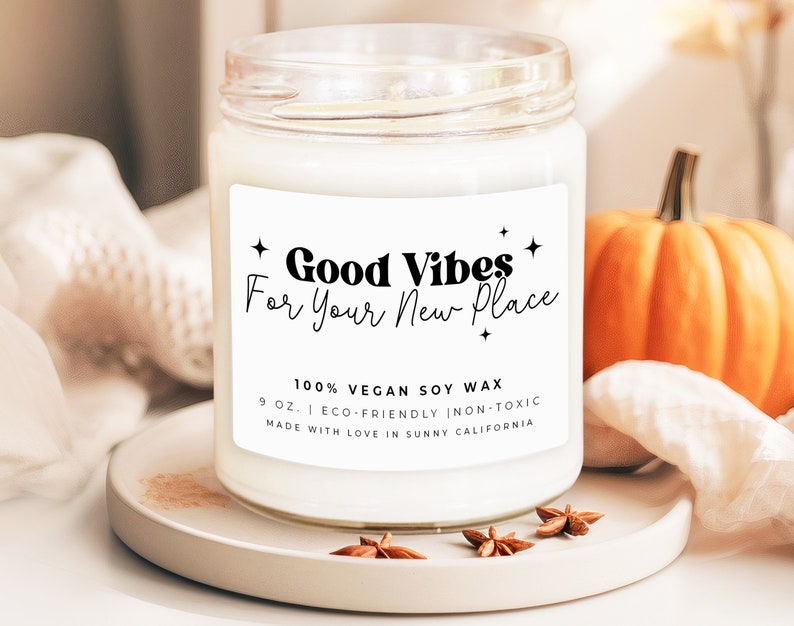 Good Vibes For Your New Place Candle, Housewarming Candle, New House Gift, Home Owner Gift, Friend Candle, First Home Gift Ideas, C-13HOU zdjęcie 1