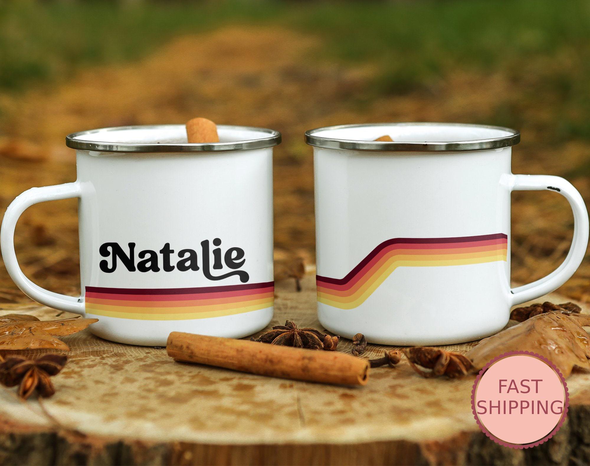 Custom Name Enamel Adventure Mug, Mountain Hikers Stainless Steel Cup, Couple Adventure Coffee Lover Mugs (EM-59 Name)