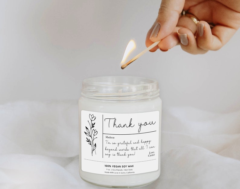 Personalized Thank You Message Candles, Christmas Gift with Custom Message, Birthday Candles, Thank You Soy Wax Candles, Gift for Her zdjęcie 4
