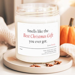 Smells Like The Best Christmas Gift Candle, Personalized Christmas Candle, Custom Holiday Gift, Perfect Xmas Gift With Name image 1