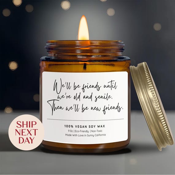 We'll Be Friends Until We're Old And Senile Candle, Best Friend Candle, Birthday Gift for Friends, Friendship Candle, Funny Candles Gift