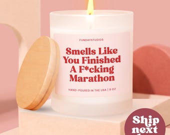 Funny Marathon Runner Gift Candle, Congratulations Gift For Runner, Running Gift for Her (C-2TRE)
