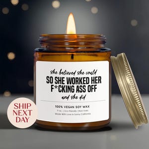 She Believed She Could so She Did Candle, Promotion Gift, Scented Candles for Her, Coworker Gift, Graduation Party Candle, (C-6PRO)