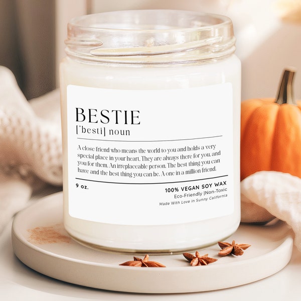 Bestie Definition Scented Candle, Valentine Candle, Coworker BFF Gift, Best Friend Birthday Candle, (C-19VAL)