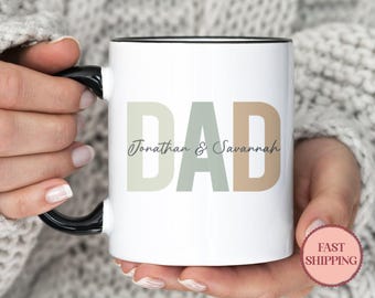 Personalized Dad Mug with Kids Name •Custom Daddy Coffee Mug •Dad Gift From Kids •Dad Birthday Cup for Father's Day •(MU-80 Name)