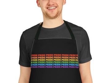 Pride Apron - Rainbow Text, Polyester Canvas