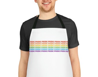 Pride Apron - Rainbow Text Polyester Canvas Chef Apron
