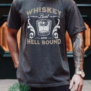 Whiskey Bent Graphic Tee: Western Drinking Shirt, Comfort Colors
