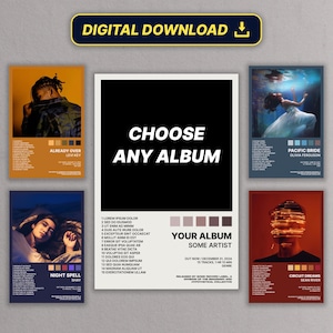 Benutzerdefiniertes Album Poster | Wählen Sie Ihr eigenes Album Poster, Album Cover Poster, Tracklist Poster, digitaler Download, Wohnheim Musik Dekor, Musik Wand Kunst