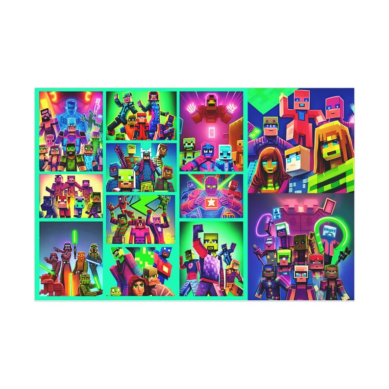 Pixelated Blocky Cartoon Wrapping Paper / Pixelated Fun Gift Wrap ...