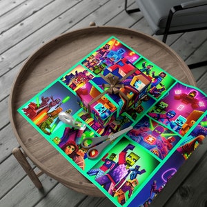 Pixelated Blocky Cartoon Wrapping Paper / Pixelated Fun Gift Wrap Papers