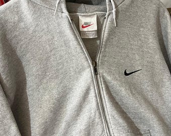 Vintage 90s Nike Zip-Up Hoodie, Embroidered Swoosh, Made in USA