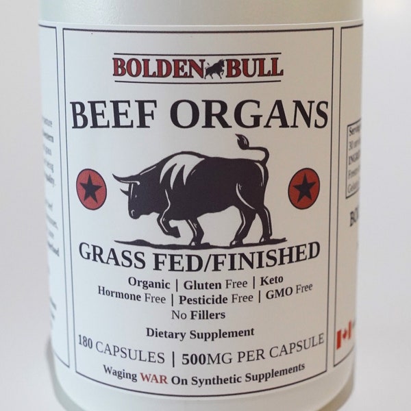 BoldenBull's Beef Organ Capsules 500 Mg 180 Capsules (Liver/Kidney/Heart)