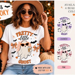 Pretty Little Ghost Shirt, Cute Halloween Shirt for Women, Spooky Season Tee, Ghost Coffee Shirt, Fall Graphic Tee, Pumpkin Patch Shirt