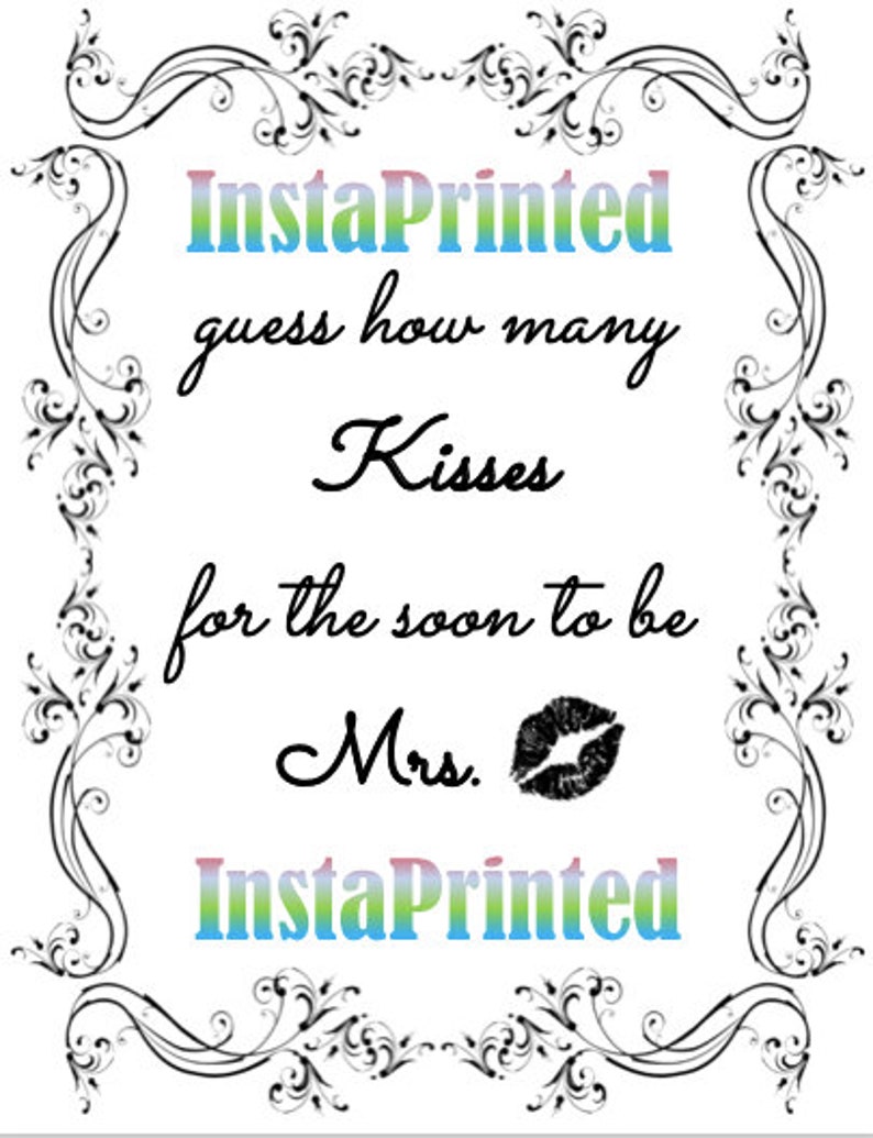 Guess How Many Kisses Bridal Shower Game, Hershey Kisses, Printable