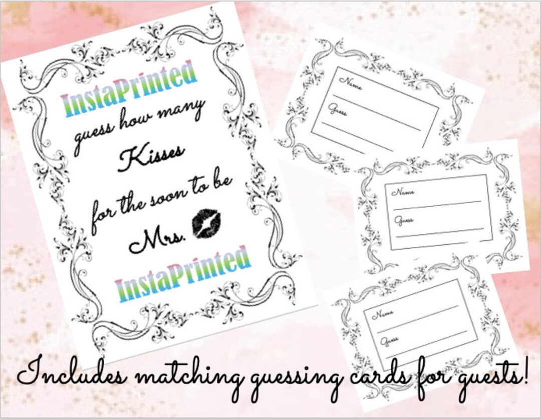 Guess How Many Kisses Bridal Shower Game, Hershey Kisses, Printable