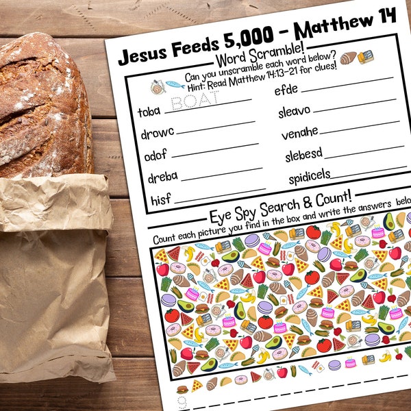 Jesus Feeds the 5000 Word Scramble and Eye Spy