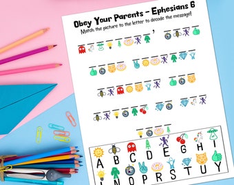 Obey Your Parents - Ephesians 6 Decoder Activity Sheet