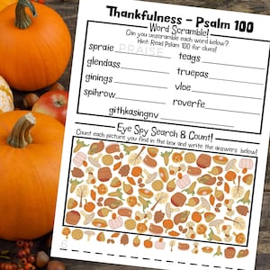 Thankfulness - Psalm 100 Word Scramble und Augenspion