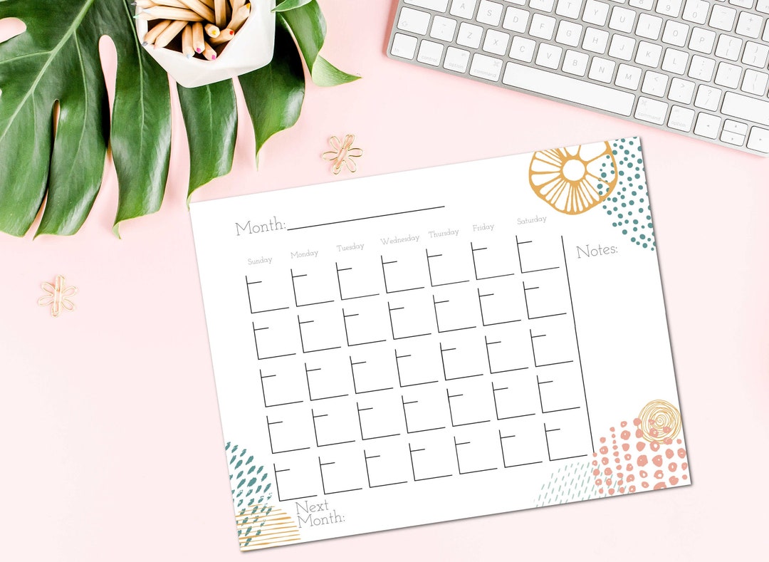 Printable Blank Circle Design Calendar - Etsy