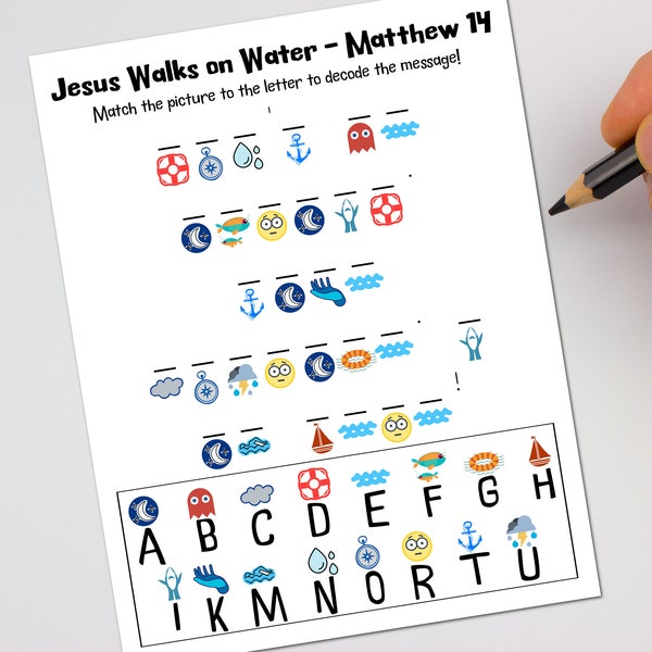 Jesus Walks on Water - Matthew 14 Decoder Activity Sheet