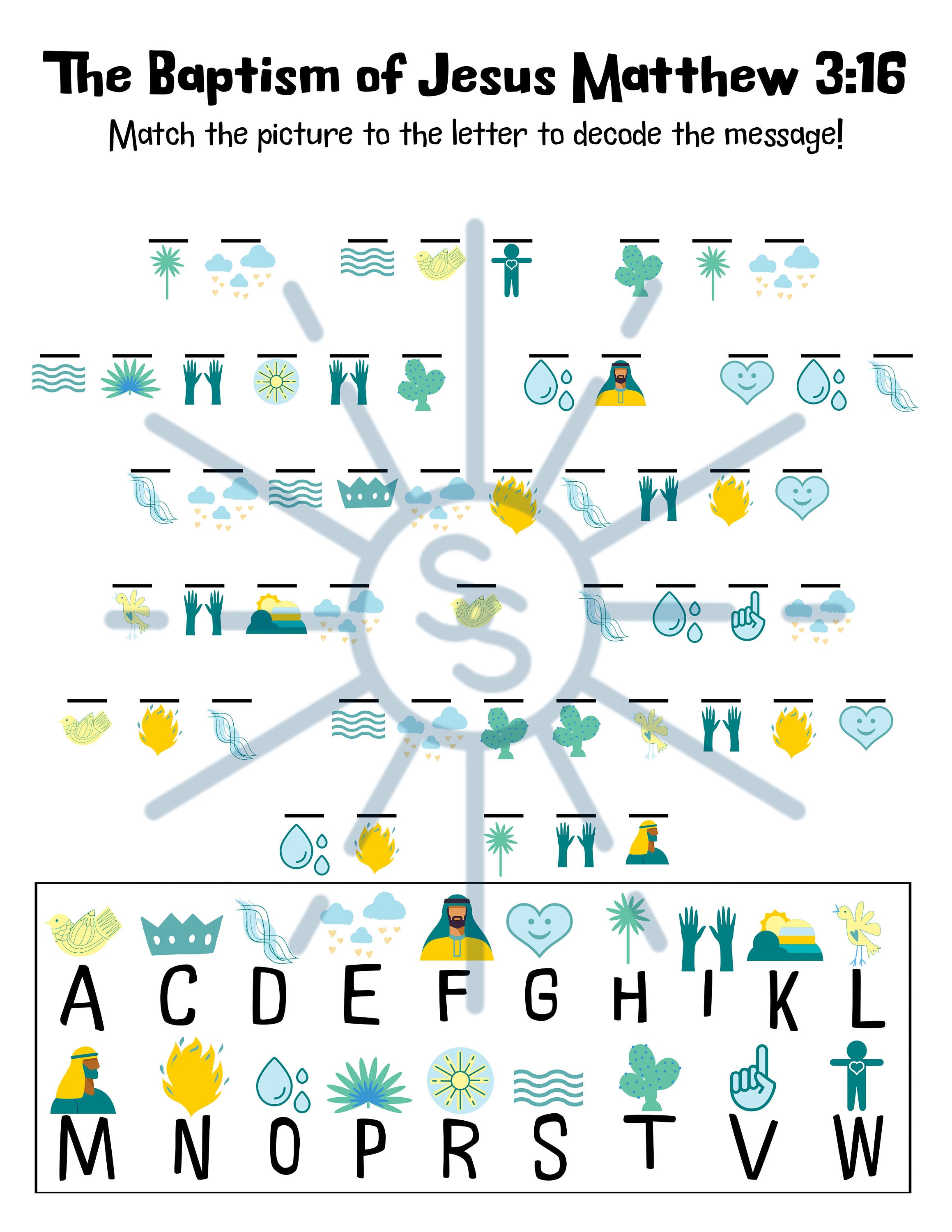 The Baptism of Jesus Decoder Sheet - Etsy