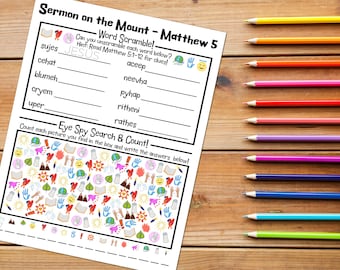 Sermon on the Mount Word Scramble and Eye Spy