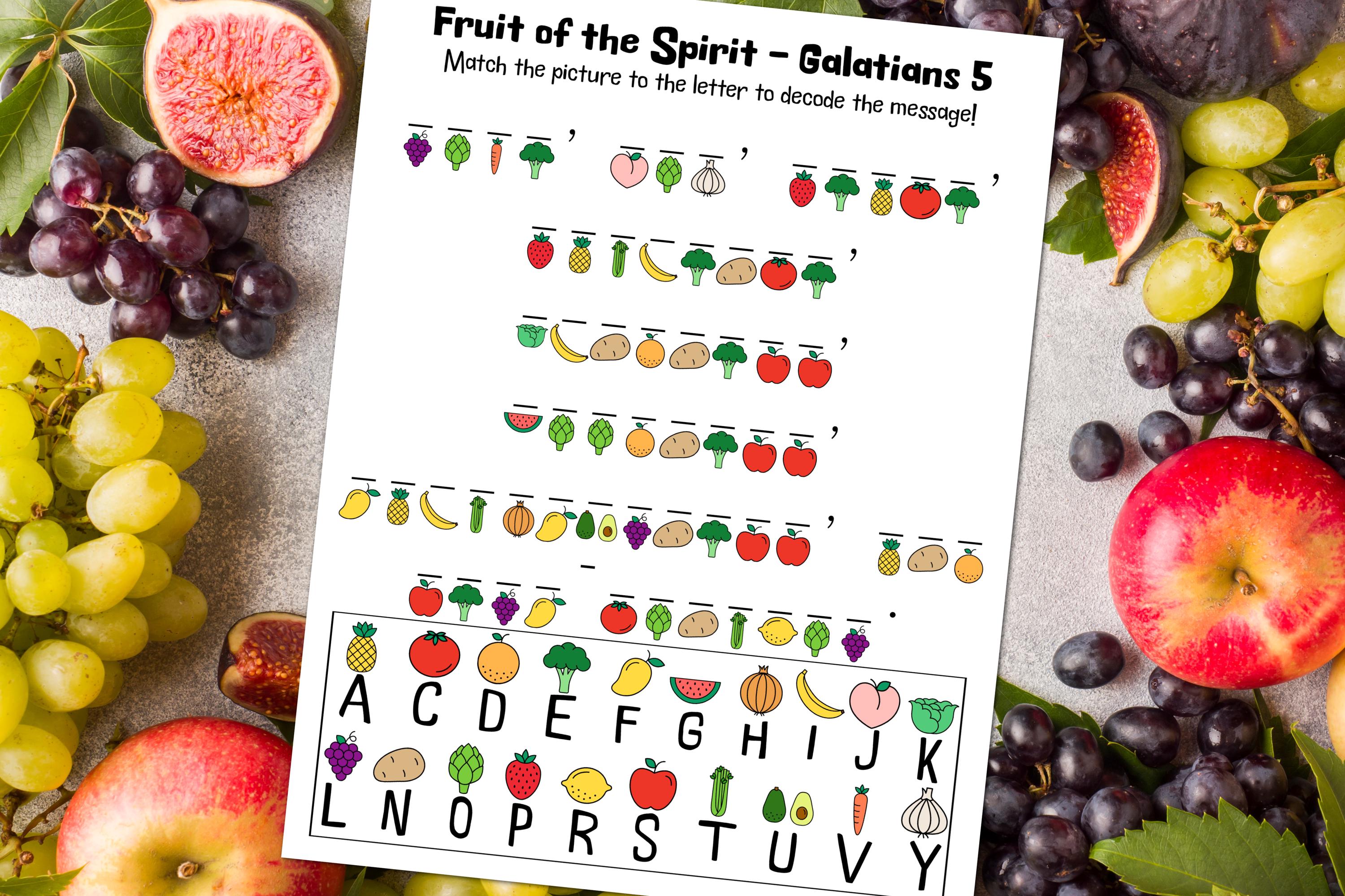 Fruit of the Spirit - Galatians 5 Decoder Activity Sheet