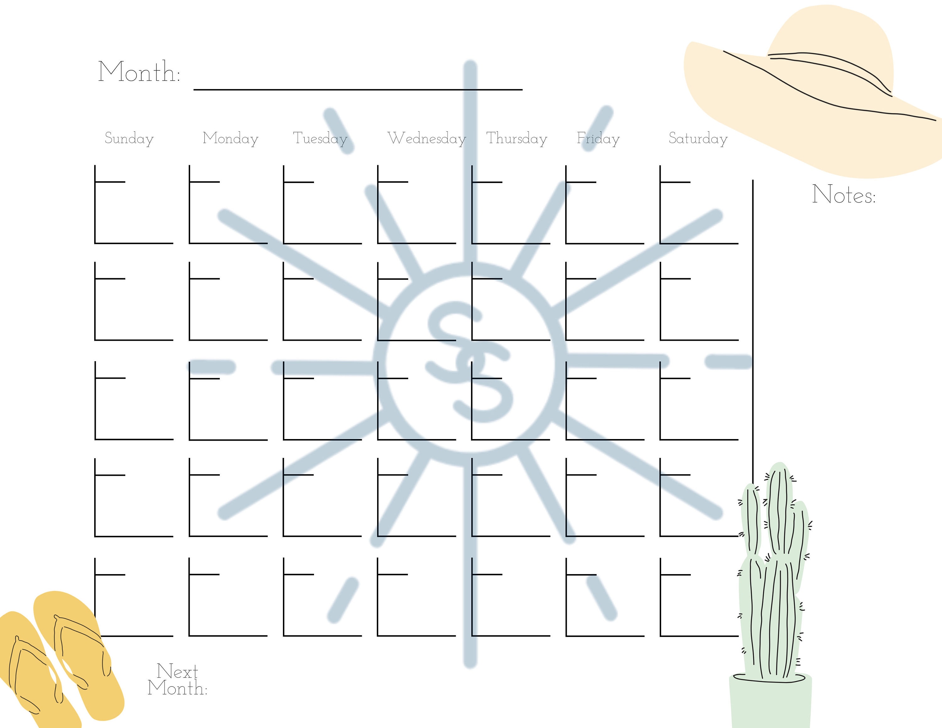 Summer Themed Calendar Summer Themed Calendar