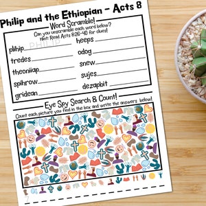 Philip and the Ethiopian Word Scramble and Eye Spy