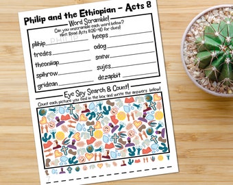 Philip and the Ethiopian Word Scramble and Eye Spy