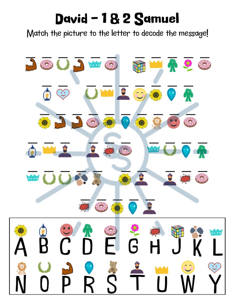 David - 1 & 2 Samuel Decoder Activity Sheet - Etsy