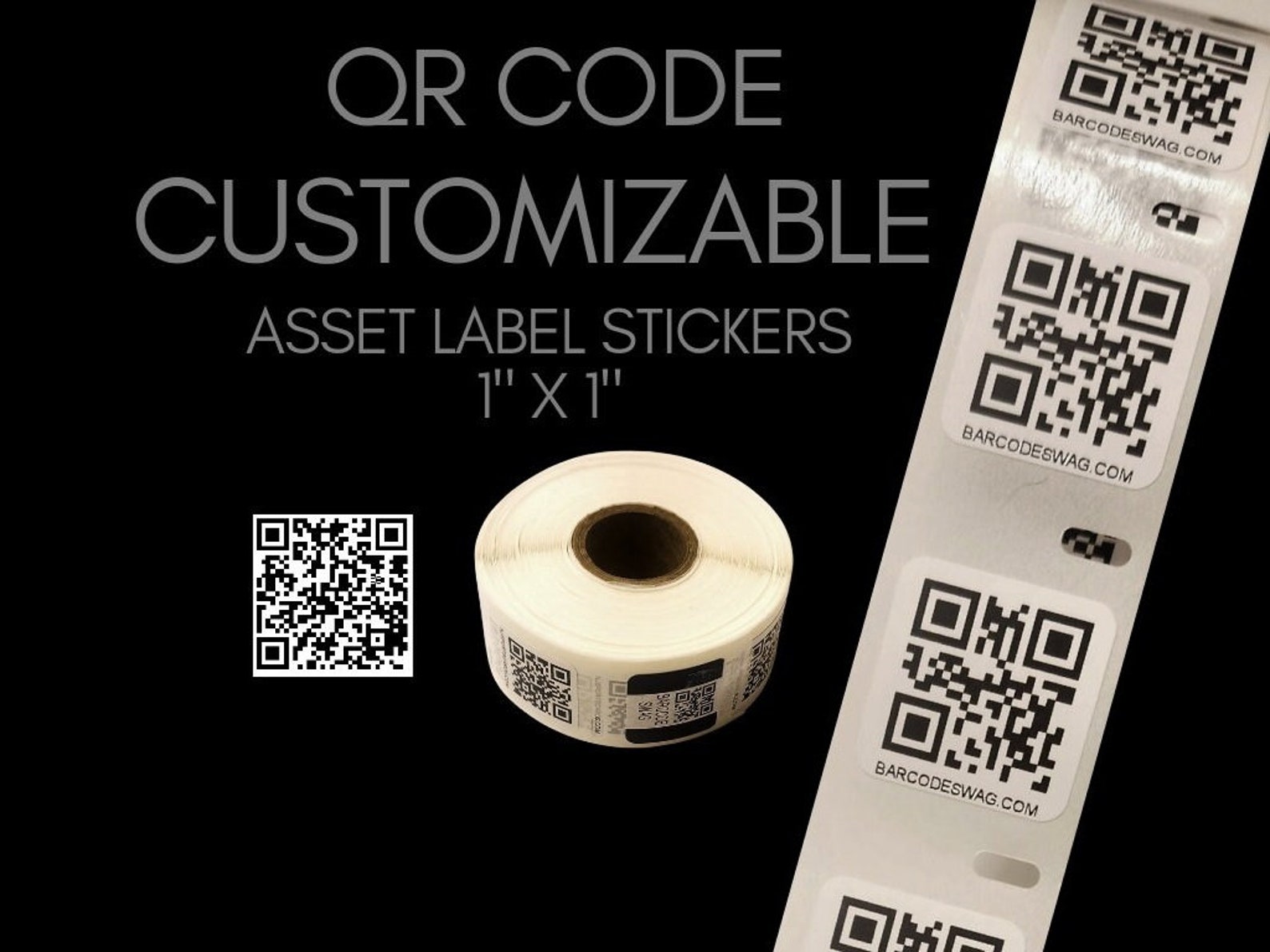 QR Code Customizable 1x1 Sticker Labels Asset Etsy