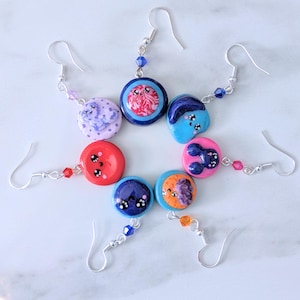 White and Red Blood Cell  Earrings Colorful Earrings Dangle earrings set