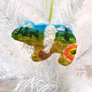 Yellowstone National Park Bear Ornament: Handmade Polymer Clay Home Decor