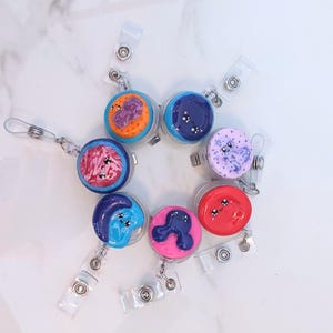 White Blood cells, Blood Stem Cell, Red Blood and Sickle Cell Nurse Badge Reel, Polymer clay badge reel, Bundle option, ID badge holder