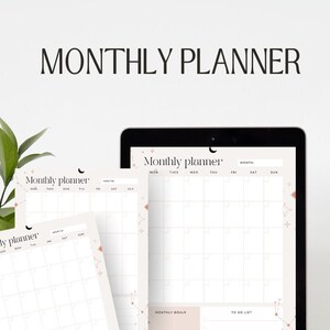 Monthly Planner Printable | Monthly Organizer Pages | Monthly Agenda | Minimalist Monthly Planner A4/A5/Letter | Downloadable Planner